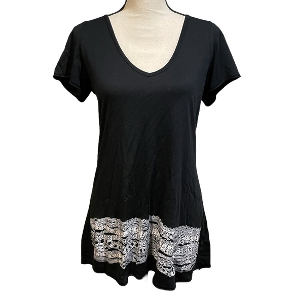 Lauren Moshi Black Short Sleeve Graphic Tee - Picture 1 of 9